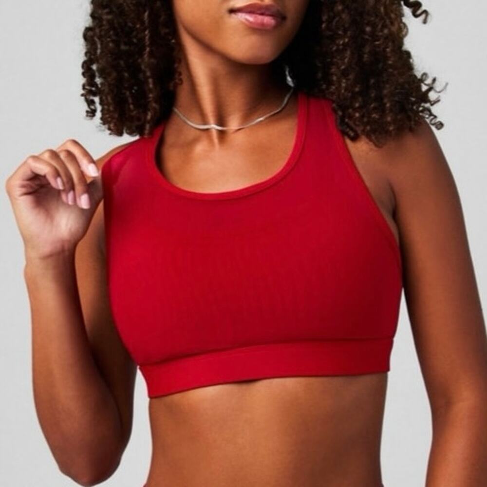 Womens Fabletics Faye High Impact Sports Bra Red Size L EUC!